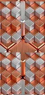 Geometric cubes in copper and silver tones