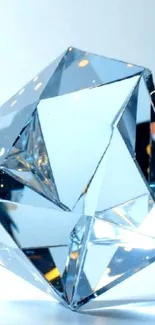 Geometric crystal structure with reflections in light blue tones.