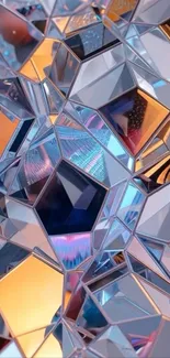 Geometric crystal pattern with vibrant reflections.
