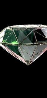 3D geometric diamond with black background.