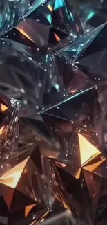 Geometric crystal design with dark orange hues.