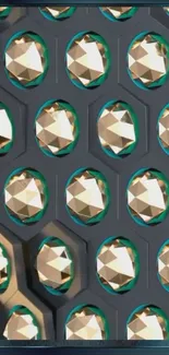 Geometric crystal pattern phone wallpaper.