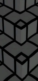 3D geometric cube pattern in dark gray tones.