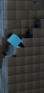 Abstract geometric cubes with blue accent