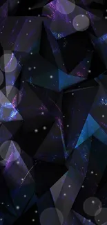 Dark geometric abstract wallpaper with blue and purple hues.