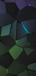 Dark geometric wallpaper with neon accents, ideal for phones.