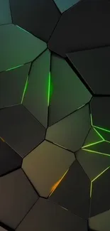 Dark geometric wallpaper with neon green accents