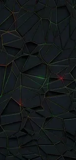 Dark geometric pattern wallpaper with neon accents.