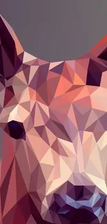 Geometric design of a deer with vibrant polygon shapes in warm tones.