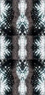 Geometric diamond pattern wallpaper with reflective design.