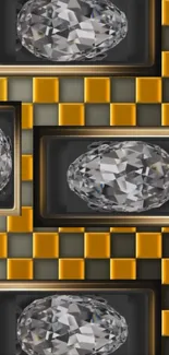 Luxurious geometric wallpaper with diamond details.