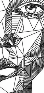 Intricate geometric face line art wallpaper