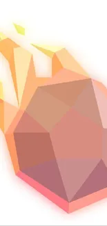 Abstract polygonal fireball in orange tones, geometric wallpaper design.