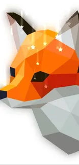 Geometric fox art with orange and white polygon design.