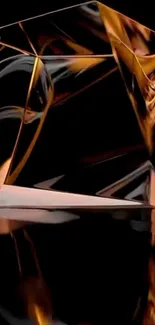Abstract geometric glass reflection with amber tones.