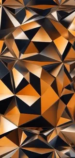 Abstract geometric gold 3D pyramid design.
