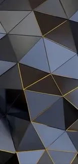 Geometric black and gold phone wallpaper with abstract shapes.