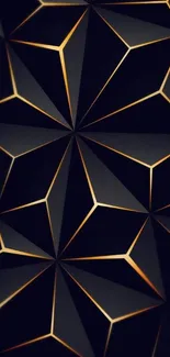 3D geometric black and gold wallpaper with elegant design.