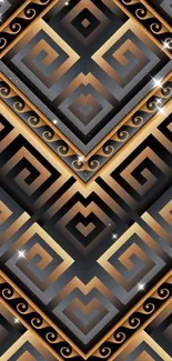 Gold and gray geometric wallpaper pattern.