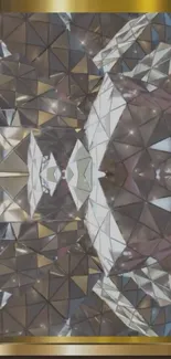 Geometric gold and silver art wallpaper with abstract design.