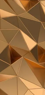 Gold geometric wallpaper with triangular patterns.