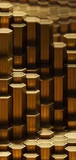 Golden geometric pattern with hexagonal shapes.