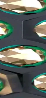 Geometric pattern with golden reflections.