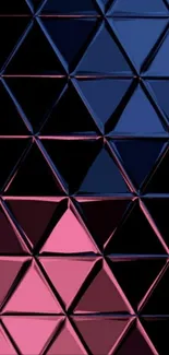 Geometric gradient wallpaper with blue and pink triangles