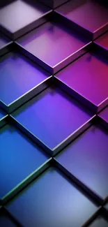 Colorful 3D geometric gradient mobile wallpaper with cubes.