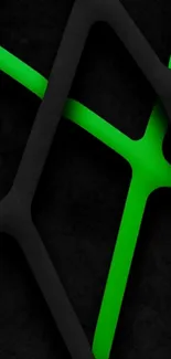 Green and black geometric abstract wallpaper design.
