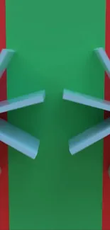 Abstract geometric design in green and red hues.