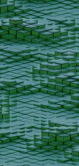 Geometric green wallpaper with abstract pattern.