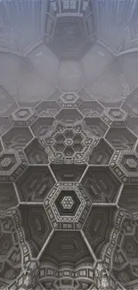 Complex gray geometric pattern mobile wallpaper.