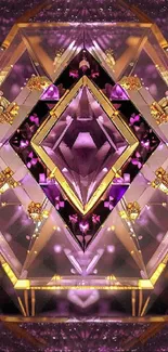 Purple geometric jewel art with gold accents.