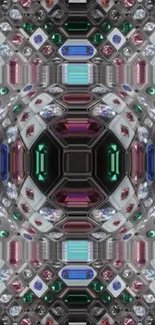 Geometric kaleidoscope abstract wallpaper design with vibrant colors