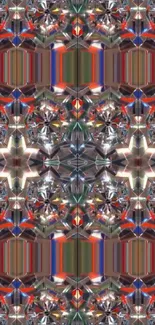 Colorful geometric kaleidoscope wallpaper design.