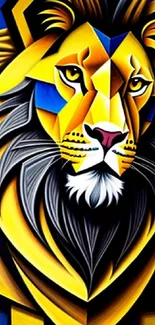 Vibrant geometric lion wallpaper for mobile, featuring bold colors and modern design.