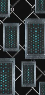 Intricate geometric metallic pattern wallpaper with a high-tech design.