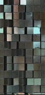 Geometric metallic cubes wallpaper with modern design.
