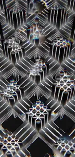 Intricate geometric metallic pattern design wallpaper.