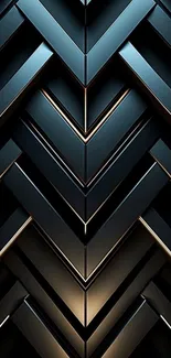 Geometric metallic wallpaper with chevron pattern