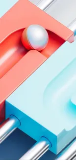 Geometric minimalist art with a sphere and colorful shapes.