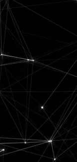 Black geometric wallpaper with lines and glowing dots.