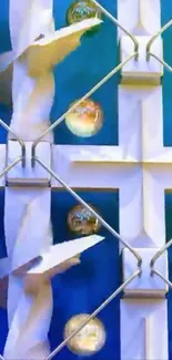 Colorful geometric abstract art wallpaper.