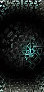 Intricate geometric mosaic pattern on a dark background.