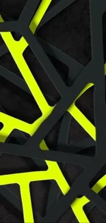 Neon yellow and dark geometric abstract wallpaper.