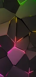 Geometric mobile wallpaper with neon accents