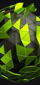 Abstract geometric neon green sphere design