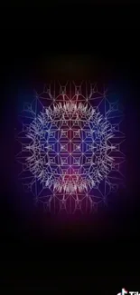 Intricate neon mandala on a dark background wallpaper.