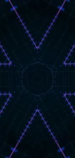 Geometric neon pattern with dark tones.